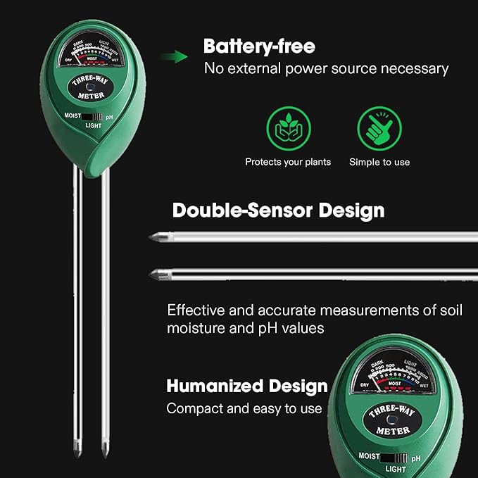 VIVOSUN 3-in-1 Soil Tester and 6.5 Inch Gardening Scissors Hand Pruner Pruning Shear with Straight Stainless Steel for Home, Garden, Lawn, Farm, Indoor and Outdoor Use