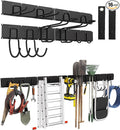 64" Heavy Duty Garage Tool Organizer Wall Mount with 10 Adjustable Metal Hooks, Storage Rack for Garage Organization, Garden Tools, Yard, and Shed Storage, Holds up to 660 lbs