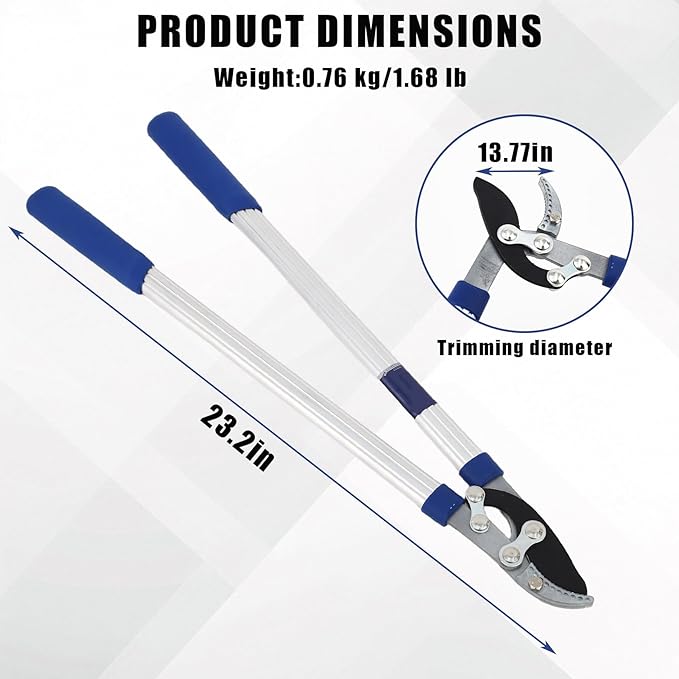 Garvee SK-5 Shark Tooth Loppers, 59cm Tree Trimmer & Branch Cutter, 35mm Cut Capacity Pruning Shears, Aluminum Handle Garden Tools