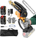 Mini Chainsaw, 6-inch Cordless Electric Mini Chainsaw, Portable Handheld Chain Saw for Tree Pruning Shearsand Garden Maintenance, Best Father's Day Gift for Men Dad Husband（Yellow)