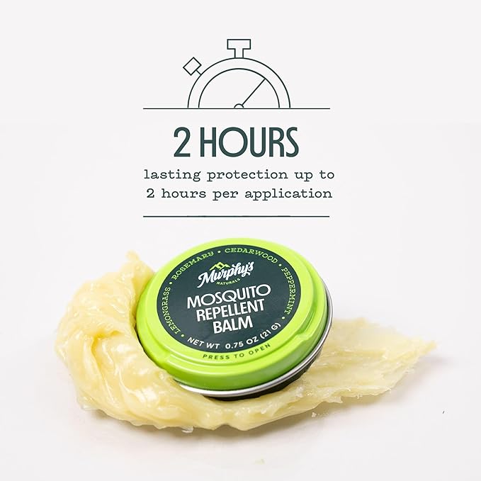 Murphy's Naturals Mosquito Repellent Balm for Outdoor Patio, Hiking, Camping, Plant-Based with Cedarwood, Lemongrass & Rosemary, 0.75 oz