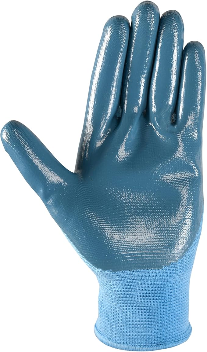 Wells Lamont Women's Blue Nitrile Coated Work and Gardening Gloves, Small (497S-400)