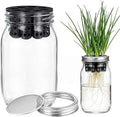 Seed Sprouting Set Green Onion Regrower Kit Includes Regrower Sprouting Lids and a Mouth Mason Jar for Sustainable Windowsill Gardens and Hydroponics for Growing Broccoli and Beans (Black)