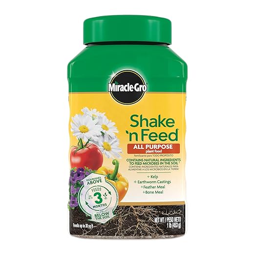 Miracle-Gro Shake 'N Feed All Purpose Plant Food,for In-Ground and Container Plants,Feeds for up to 3 Months,1 lb.,(Pack of 6)