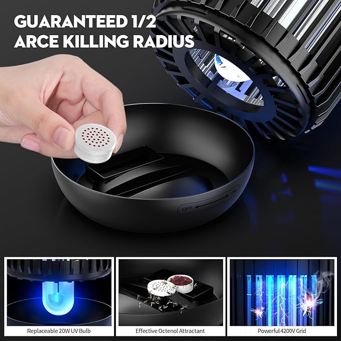 Bug Zapper Outdoor Indoor, Mosquito Zapper, Electric Fly Traps IPX4 Waterproof 20W Lamp Fly Insects Traps for Patio, Garage, Backyard, Porch