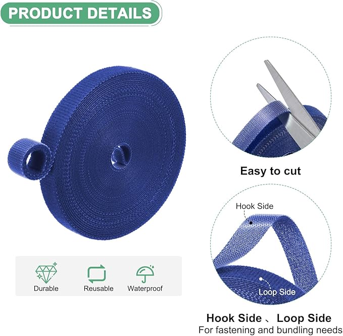 1-Roll Garden Plant Tape, 33 ft x 0.4 in Garden Hook and Loop Plant Ties Multi-Purpose Use Adjustable and Reusable Twist Wire Tape for Plants/Flowers/Vines [Blue]