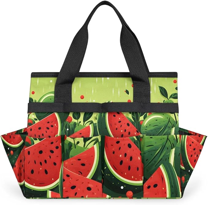 Garden Tool Bag Organizer Garden Tote Bag with Pockets Sweet Watermelon Tool Storage Organizer Gardening Tool Kit Holder 13" x 6.8" x 2.8"