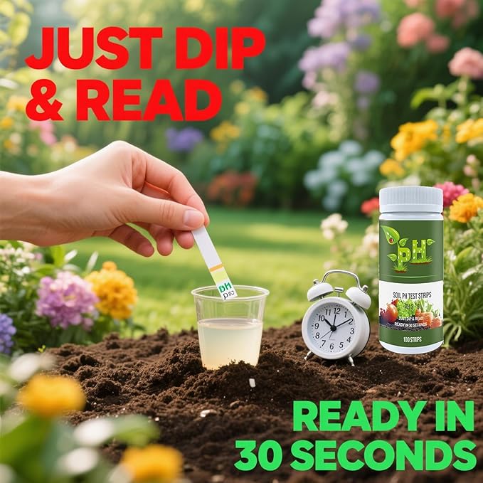 Soil Test Kit Soil pH Test Kit Soil pH Test Strips (3-9 Range) Soil pH Tester Strips, 100 Strips Test Strip Soil of Garden Lawn Grass Flower Vegetable Compost Indoor and Outdoor Plants