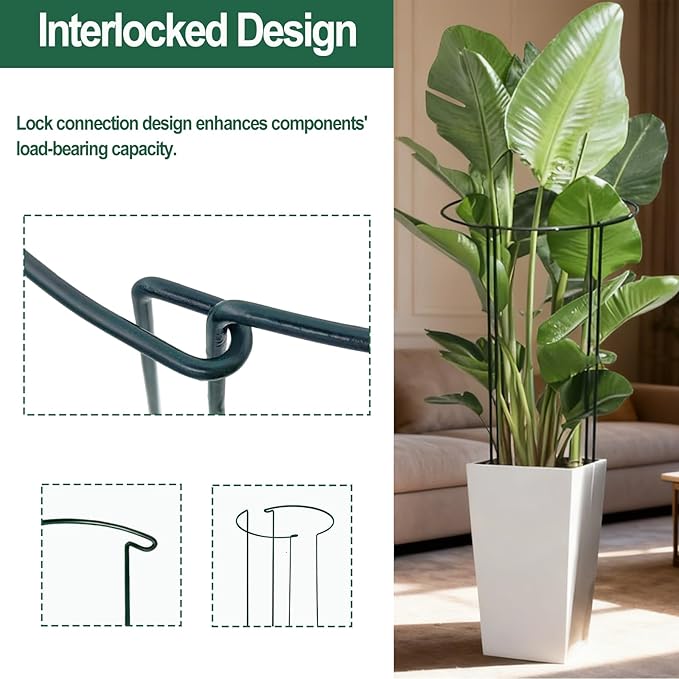 24in Tall Heavy-Duty Plant Support Stakes, 12 Pack Adjustable Peony Cages & Supports for Outdoor Plants, Large Garden Plant Stakes for Peony, Tomato