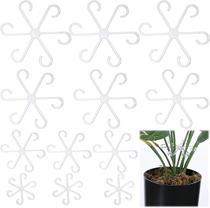 12 Pcs Climbing Houseplant Stem Supports, 4-Size Acrylic Plant Stem Holders Plants Stabilizers Plants Support Rings for Indoor Potted Climbing Frame Monstera(Transparent)