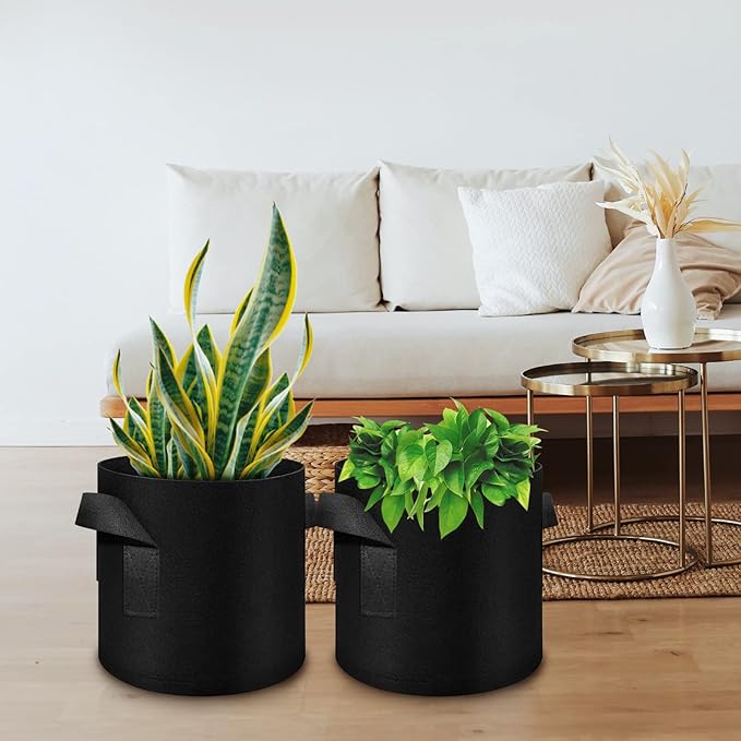 12 Pack 3 Gallon Plant Grow Bags, Thickened Nonwoven Fabric Pots with Handles, Vegetable Planter Bags Containers, Cloth Planters for Garden Vegetable/Flower/Plant/Fruits Outdoor (Black)