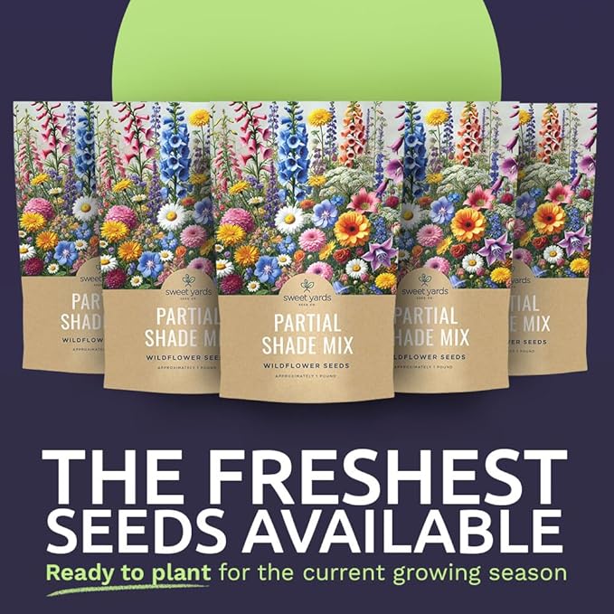 Bulk Wildflower Seeds Partial Shade Mix - 5 Pounds - Over 600,000 Open Pollinated Annual and Perennial Seeds