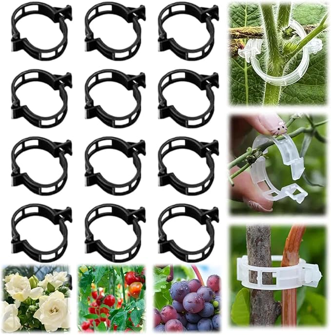 100Pcs 2025 Upgraded Plant Clip Secured Plastic Plant Clip for Climbing Plants, Plant Support Clips Tomato Clip for Climbing Plants Clips for Tomato Grape Vine Vegetables Plant Clips (100, Black)