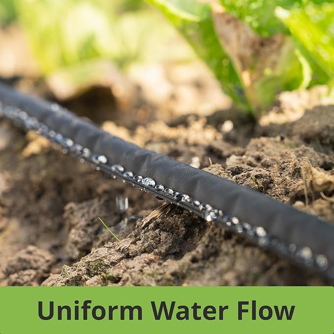 Flat Soaker Hose 75 ft Save 70% Water, Leakproof Design Double Layer Sprinkler Hose Drip Hose for Garden Bed