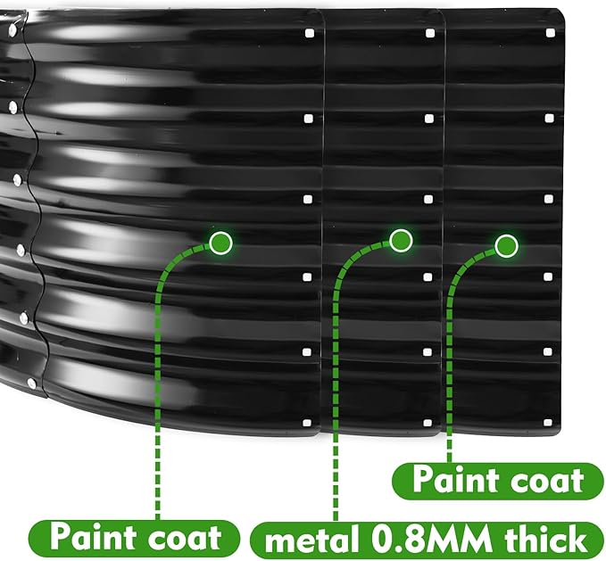 17" Tall Round Outdoor Garden Raised Garden Bed Kits-0.8MM Thick Metal Raised Planter Bed/Ground Planter Box for Variety of Flowers,Herbs,Vegetables,Trees (Black, 40 Dia X 16.5 inches)