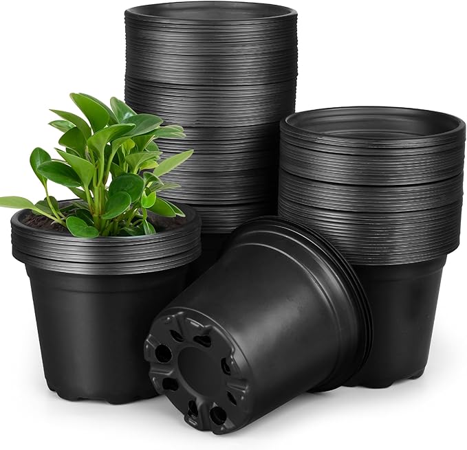 4 5 6 Inch Nursery Pots, 110 Packs Plastic Plant Pot with Drainage Hole, Seedling Starter Pots for Succulents (6 Inch)