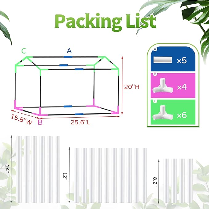 Mini Greenhouse Indoor with Grow Light, Small Tabletop Greenhouses Kit for Indoors, LED Plant Nursery with Timer & Zippered Door for Seed Starting, 25.6" L x 15.8" W x 20" H