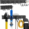 Garage Tool Organizer Wall Mount, Easy to 48inch Install Heavy-Duty Garage Storage System with Adjustable 9 Hooks, Garden Tool Rack for Shovels, Rakes, Yard Tools