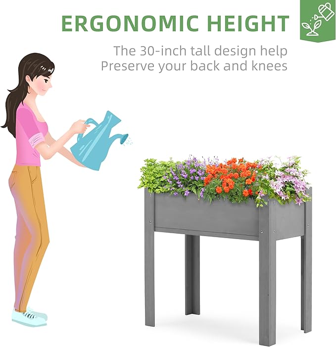 31x16x31 inch Raised Garden Bed with Legs, Elevated Wooden Planter Box for Outdoor Plants Flowers Fruits Vegetable Herb Growing