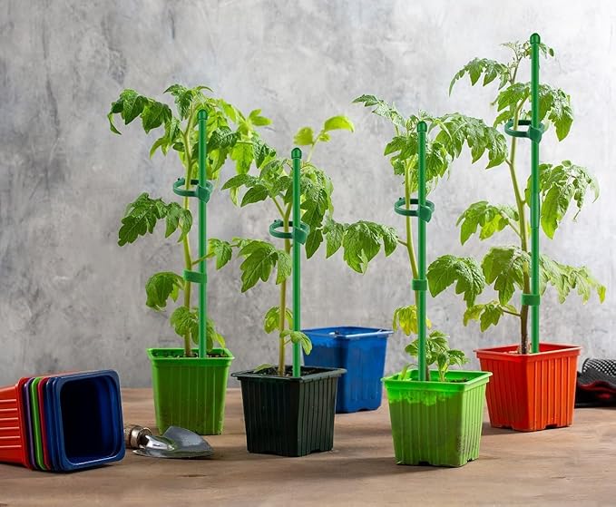 20Pcs Plant Stakes 17inch, Toylin Adjustable Length Plant Support Stake Green Orchid Stick with Clips for Indoor Outdoor,Garden Pole for Potted Orchid Tomato Vegetables