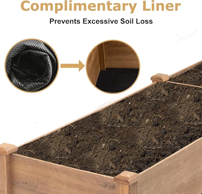 PetsCosset 8x2Ft Raised Garden Bed – Planter Box for Outdoor Plants, Fir Wood Garden Beds for Vegetable, Herb, and Flower Cultivation – Easy Assemble