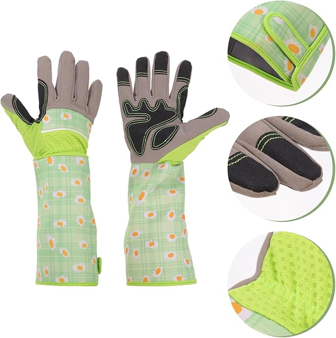 ibasenice Thornproof Gardening Gloves with Long Sleeves Pu Leather Palm Work Gloves for Women and Men for Planting and Pruning