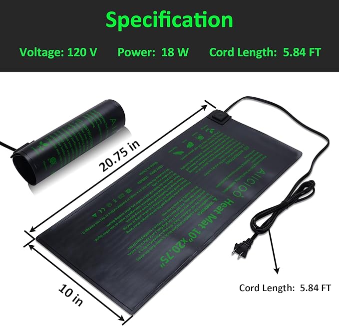 AIICIOO 2 Pack Seedling Heat Mats 10"x 20.75" Warm Hydroponic Heating Pad for Indoor Gardening, Seed Starting Germination, Greenhouse, Brewing
