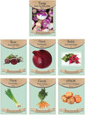 Root Vegetable Seed Set - 7 Varieties of Non-GMO Heirloom Premium Seeds for Planting - Onions, Carrot, Radish, Beet, and Turnip
