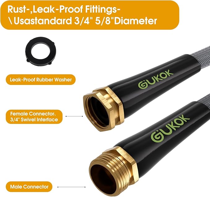 Garden Hose 50 FT, Non-Expanding Water Hose, Ultra-Light & Flexible, Burst-Resistant, Kink-Free, High-Pressure Garden Hose All-Weather Use for Lawns, Gardens, and Outdoor Cleaning