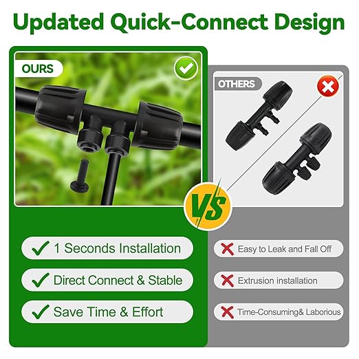 Kalolary 10PCS 1/2'' to 1/4'' Drip Irrigation Fittings with 4PCS Plug, Quick Connect Drip Irrigation Part for 12/16mm to 4/7mm Tube 4 Way Anti-Leak Locked Splitter Fitting for Garden Irrigation System
