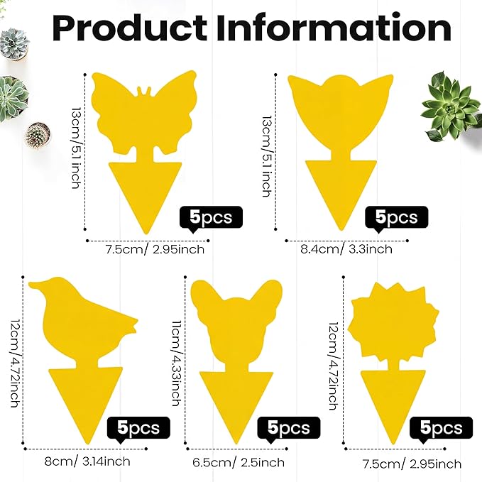 Qualirey 50 Sheets Fruit Fly Sticky Traps for Fruit Fly Gnat Trap for House Indoors Sticky Traps Catcher for Gnats Fungus Gnats Mosquito Catcher Kitchen Outdoor Plants(Classic Style, Yellow Color)