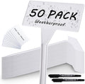 Outdoor Plant Label, 50 Pack Large Waterproof Plastic Plant T-Type Tags, Reusable Nursery Tag for Herbs Flowers Vegetable (White)