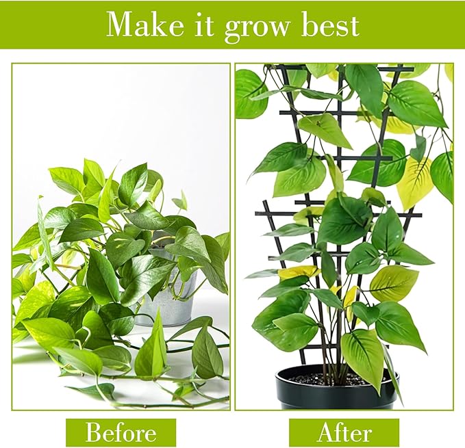 6PCS Small Trellis for Potted Plants, 9.6x5.9in Stackable Plant Trellis Indoor for Climbing Plants Plastic Superimposed Potted Plant Support for Houseplant Pothos Flower Vines Vegetable Ivy
