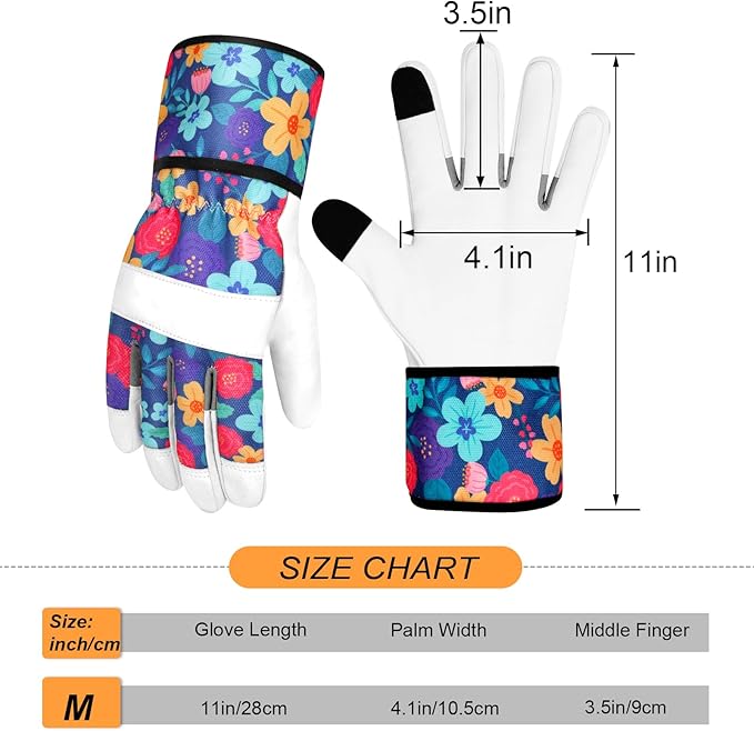 Leather Gardening Gloves for Women Garden Gloves Thorn Proof Touch Screen Design Heavy Duty Working Yard Gloves