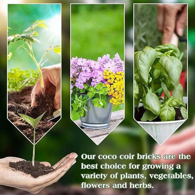 Halatool 1 Pcs Organic Coco Coir for Plants, Compressed Coco Coir Brick Coconut Fiber Substrate with Low EC & pH Balance, High Expansion Coco Peat Seed Starter Soil for Planting Gardening