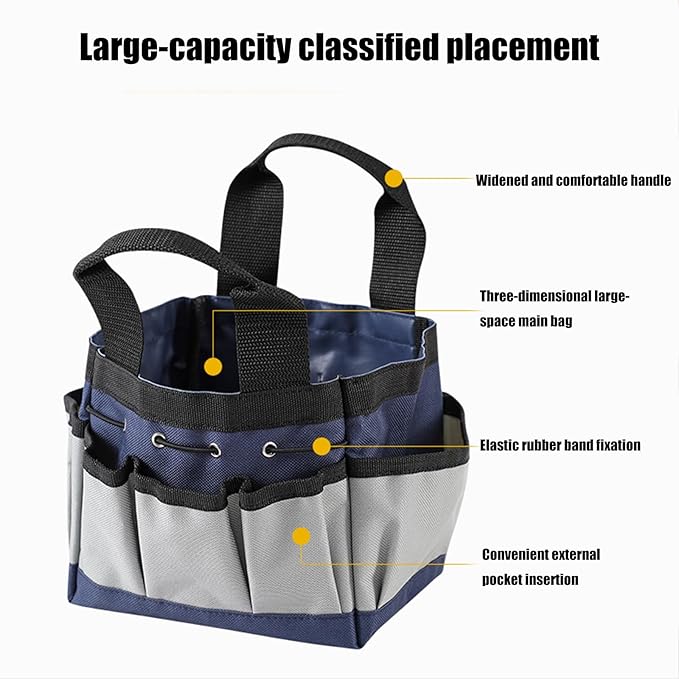 Multipurpose Garden Tool Storage Bag with Reinforced Handle Multiple Compartments Durability Cloth for Landscaping Use Multipockets Garden Tool Organizers