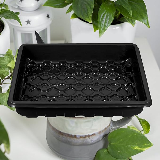 Breathable Seedling Tray with Lid and Large Black Planter Tray for Seed Starting and Sprouting Greenhouse Accessory for Indoor Gardening