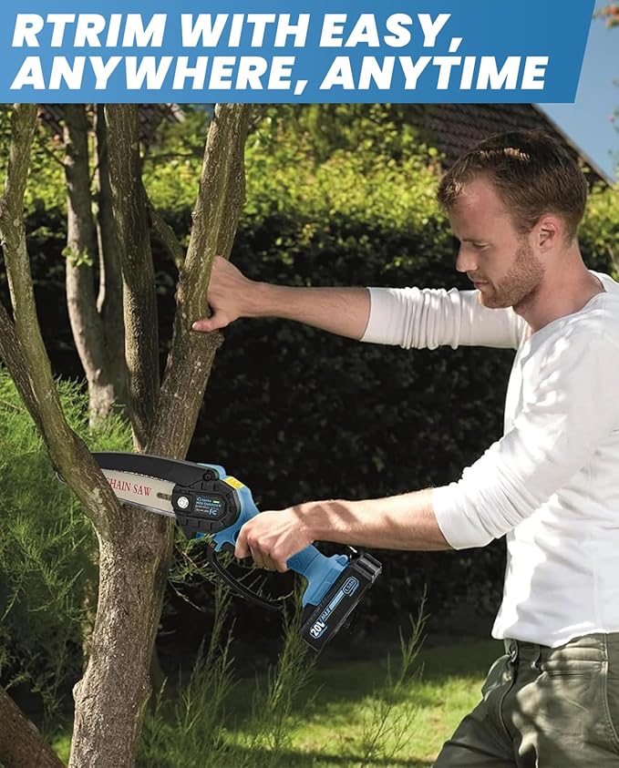Saker Mini Chainsaw|6 Inch Chainsaws[2025 Upgraded]|Mini Cordless Electric Chain Saw|Small Handheld Portable Chain Saws Battery Powered Saw for Tree Trimmer and Garden,Gifts for Men