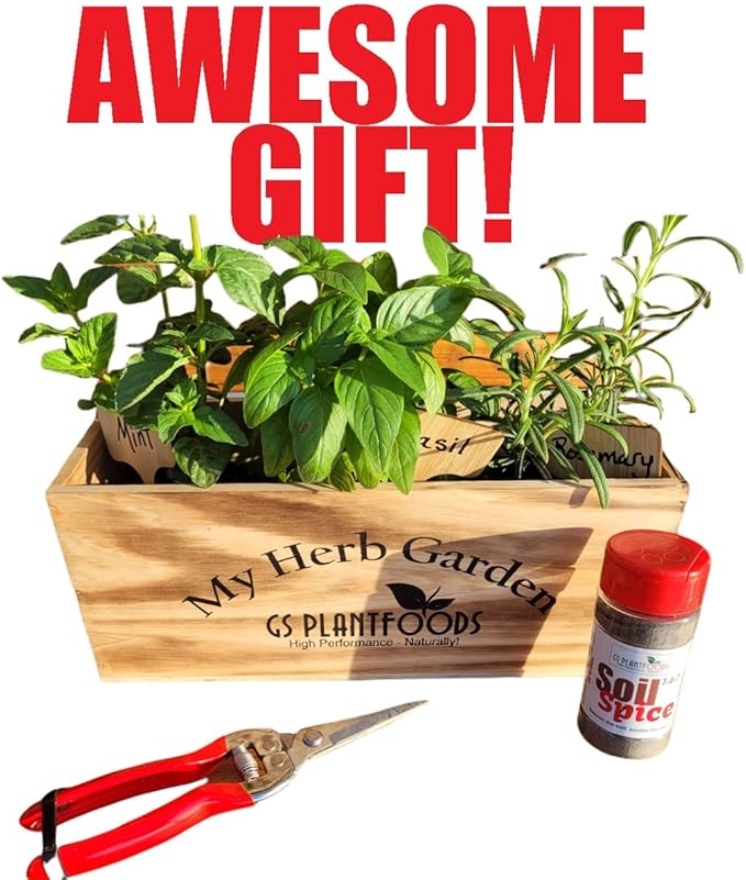 Herb Window Garden Gift Set- Complete windowsill herb Garden Growing kit Including Seeds, pots, Quality herb Clippers, Soil pods All in a Beautiful Planter Box. Hands on Gift Set.