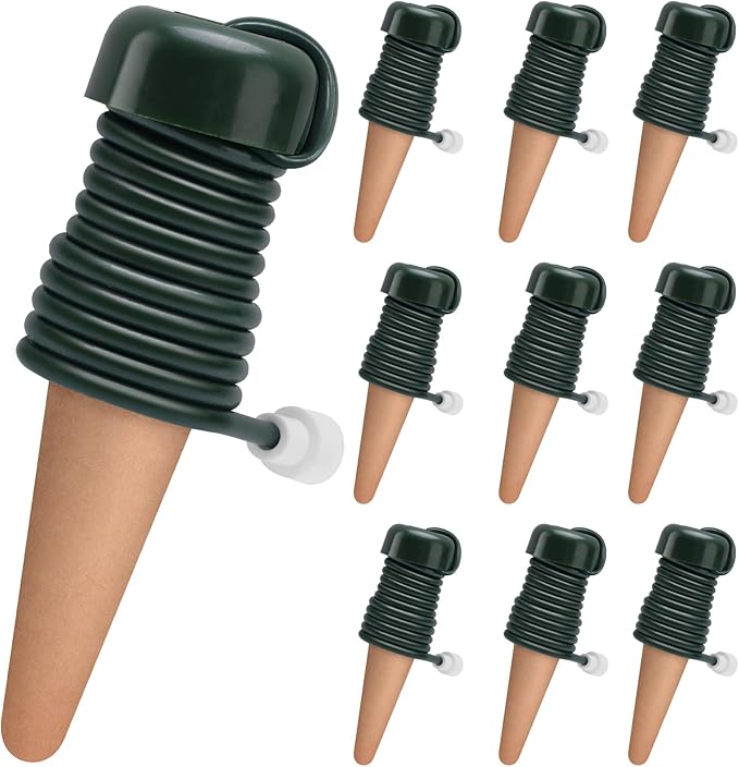 BYDOLL Plant Self-Watering Stakes Automatic Dripper Watering Terracotta Spikes for Indoor Outdoor Plant,Watering Insert Devices for Vacation use,Bonsai Garden Drip Irrigation System(10 Pack)