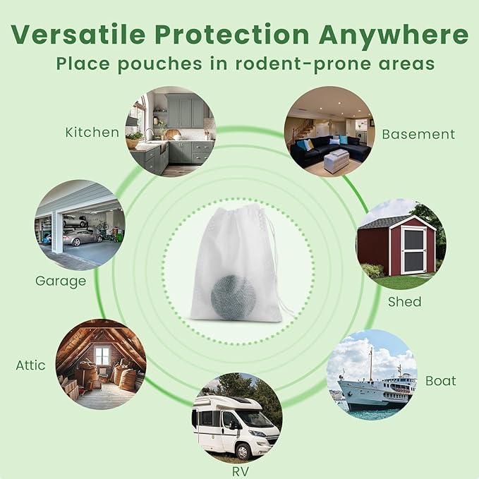 Plant-Based Mouse Repellent Pouches – Natural Rodent Deterrent with Essential Oils – Humane, Non-Toxic Mice Repellent Safe for Kids & Pets – Indoor & Outdoor Rodent Control (24)