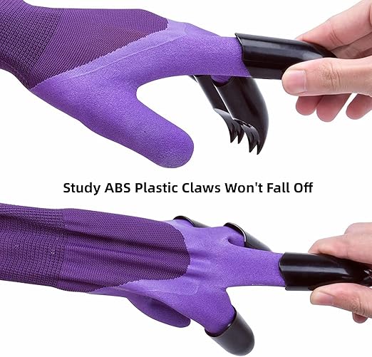 Garden Gloves with Claws, Breathable Gardening Work Gloves for Digging, Claw Gardening Gloves for Planting, Anti-Puncture Garden Gloves Best Gifts for Gardeners(1Purple).