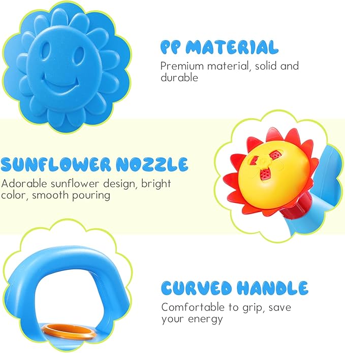2pcs Watering Sun Flower Cartoon Watering Kettles Toy Garden Can Plastic Bucket Plant Sprinkling for (Random Color)
