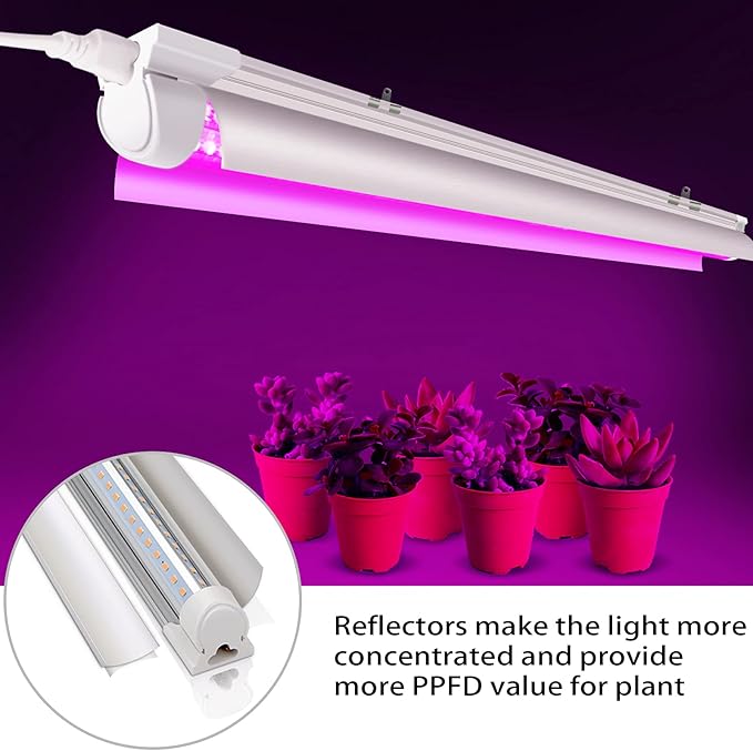 8 Pack LED Grow Light 4FT, Upgrade 336W(8×42W) High Intensity Full Spectrum Indoor Grow Lights with High PPFD Value, T8 Grow Lights for Indoor Plants, Seed Starting, Succulent, Vegetables