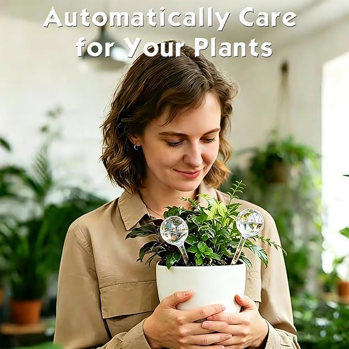 Plant Self Watering Devices – Automatic Watering Bulbs Self-Watering Stakes for Houseplants, Garden & Hanging Baskets Plant, Auto Waterer Globes Ideal for Vacation & Busy Schedules