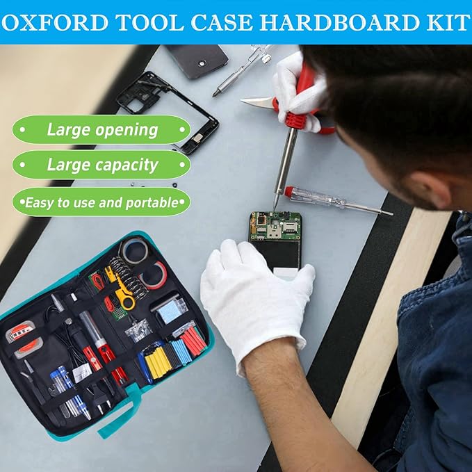 BLIRITEL Tool Bag Organizer, Oxford Tool Case Hardboard Kit, Portable Small Tool Pouch with Zipper, Handheld Screwdriver Pouch Tool Kits Organizer for Carpenter Mechanic (CASE ONLY） (M)