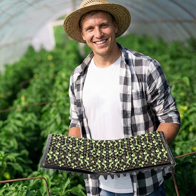 Eccliy 40 Pack 200 Cell Seedling Trays Seed Starter Kit Plant Starter Tray Durable Plastic Gardening Germination with Drain Holes Nursery Pots Mini Propagator for Growing Propagation