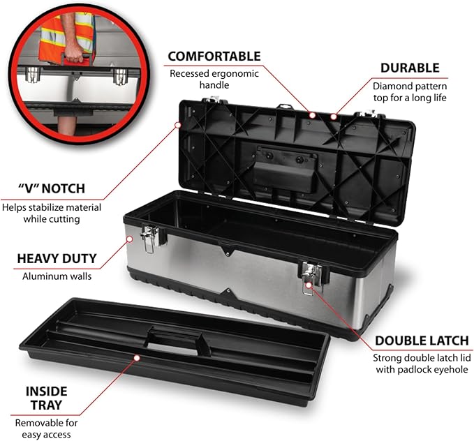 Performance Tool W54026 26-Inch Steel Tool Box With Removable Tote