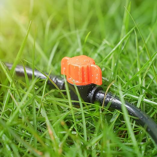 1/4 Inch Drip Irrigation Shut Off Valve: 25 Pack 1/4" Drip Line Barbed Valves Fittings for 1/4 Inch Irrigation Tubing Water Flow Control in-Line Valve for Garden Watering System