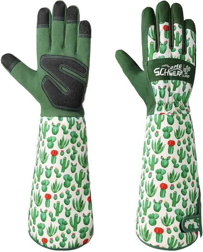 Schwer Gardening Gloves for Women, Rose Pruning Gloves with Forearm Protection, Touchscreen, Fingertip & Palm Strengthening, Breathable & Comfortable Long Garden Glove for Yard, Gardening Gifts, M